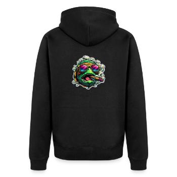 Smoking tortue folle - Veste à capuche bio Premium Unisexe - noir - Dos - Nico (187cm)