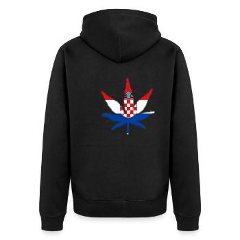 Weed ganja croatia Kroatien - Unisex Premium Bio Zip Hoodie - Schwarz - Hinten - Nico (187cm)