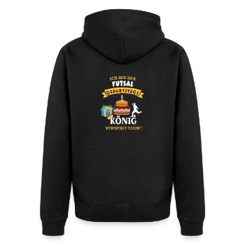 Futsal Geburtstag Spieler Trainer Hallenfußball - Unisex Premium Bio Zip Hoodie - Schwarz - Hinten - Nico (187cm)