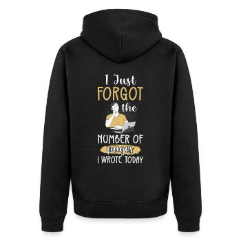 Ich habe nur die Anzahl der Seiten vergessen, die - Unisex Premium Bio Zip Hoodie - Schwarz - Hinten - Nico (187cm)