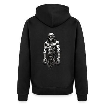 Conception puissante de l’entraînement du squelette du bodybuilder - Veste à capuche bio Premium Unisexe - noir - Dos - Nico (187cm)