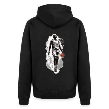 Basketball Dribbling Dynamics Streetwear Design - Unisex Premium Organic Zip Hoodie - black - Back - Nico (187cm)