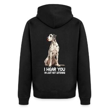 Great Dane - Unisex Premium Bio Zip Hoodie - Schwarz - Hinten - Nico (187cm)