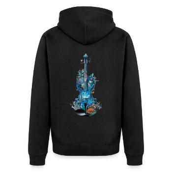 Fisch Violine - Unisex Premium Bio Zip Hoodie - Schwarz - Hinten - Nico (187cm)
