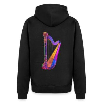 Harfe - Unisex Premium Bio Zip Hoodie - Schwarz - Hinten - Nico (187cm)