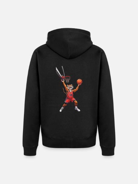 Tiger plays basketball - Unisex Premium Organic Zip Hoodie - black