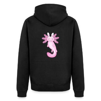 Süßer Osteraxolotl - Unisex Premium Bio Zip Hoodie - Schwarz - Hinten - Nico (187cm)
