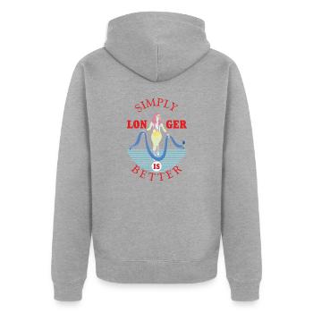 Simplement plus longtemps, c’est mieux. - Veste à capuche bio Premium Unisexe - gris chiné - Dos - Nico (187cm)