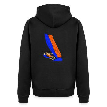 Windsurfen-Sommer-Wassersport - Unisex Premium Bio Zip Hoodie - Schwarz - Hinten - Nico (187cm)