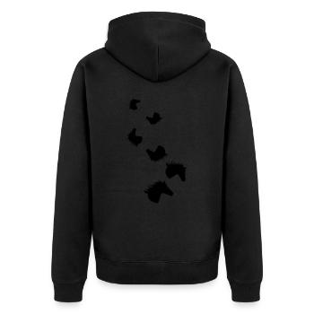 Pferd Horse icon - Unisex Premium Bio Zip Hoodie - Schwarz - Hinten - Nico (187cm)