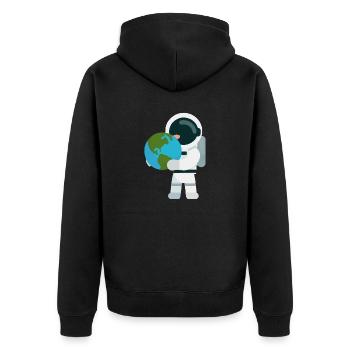 Astronaut mit Erdkugel Geschenk für Astronauten - Unisex Premium Bio Zip Hoodie - Schwarz - Hinten - Nico (187cm)