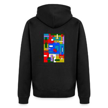Abstrakte Geometrie - Unisex Premium Bio Zip Hoodie - Schwarz - Hinten - Nico (187cm)