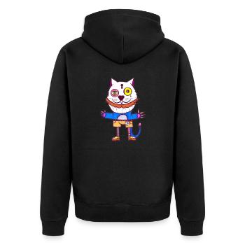 Bart Katze - Unisex Premium Bio Zip Hoodie - Schwarz - Hinten - Nico (187cm)