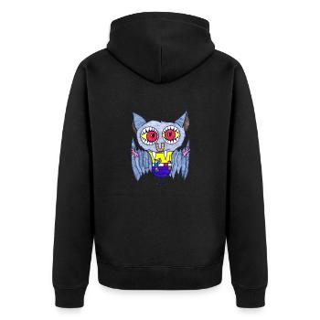Hufeisen Fledermaus - Unisex Premium Bio Zip Hoodie - Schwarz - Hinten - Nico (187cm)