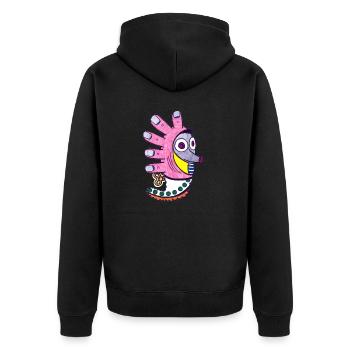 Finger Igel - Unisex Premium Bio Zip Hoodie - Schwarz - Hinten - Nico (187cm)