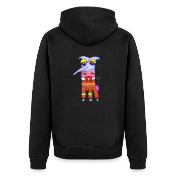Nasen Giraffe - Unisex Premium Bio Zip Hoodie - Schwarz - Hinten - Nico (187cm)