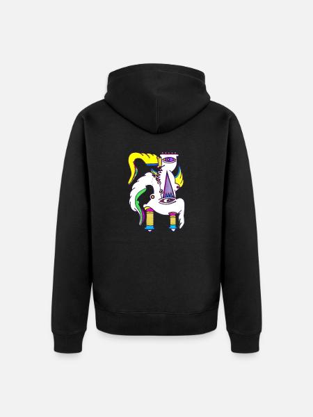Einhorn Gockel - Unisex Premium Bio Zip Hoodie - Schwarz