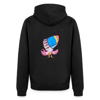 Finger Papagei - Unisex Premium Bio Zip Hoodie - Schwarz - Hinten - Nico (187cm)