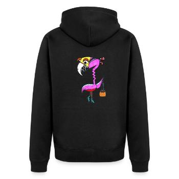 Flamingo - Unisex Premium Bio Zip Hoodie - Schwarz - Hinten - Nico (187cm)