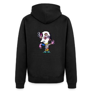 Elektrischer Irrläufer - Unisex Premium Bio Zip Hoodie - Schwarz - Hinten - Nico (187cm)