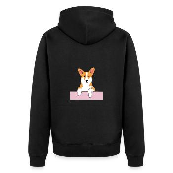 Corgi on a wall - Veste à capuche bio Premium Unisexe - noir - Dos - Nico (187cm)