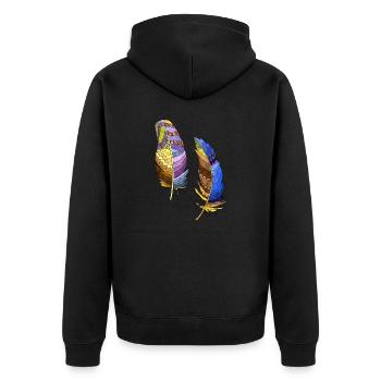 Feder - Unisex Premium Bio Zip Hoodie - Schwarz - Hinten - Nico (187cm)