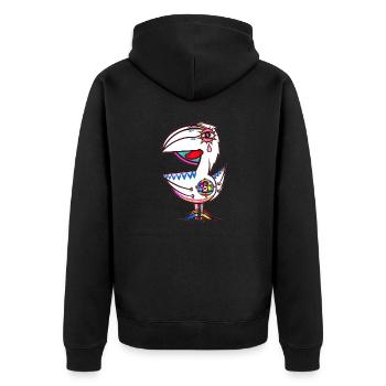 Weißer Papagei - Unisex Premium Bio Zip Hoodie - Schwarz - Hinten - Nico (187cm)