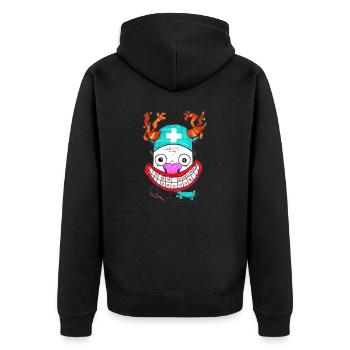 Doktor - Unisex Premium Bio Zip Hoodie - Schwarz - Hinten - Nico (187cm)
