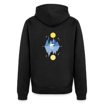 Ours polaire, nuit - lune - étoiles - Veste à capuche bio Premium Unisexe - noir - Dos - Nico (187cm)