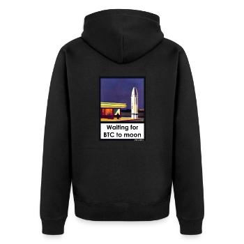 Waiting for Bitcoin to moon... - Unisex Premium Organic Zip Hoodie - black - Back - Nico (187cm)