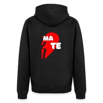 Same Mate - Unisex Premium Bio Zip Hoodie - Schwarz - Hinten - Nico (187cm)