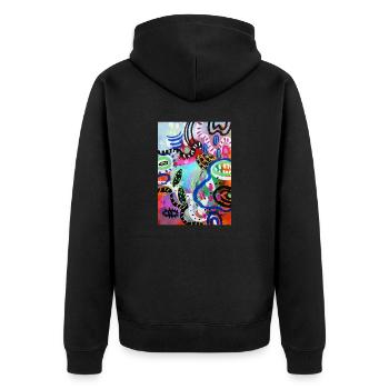 Abstract Chaos #3 original painting Design - Unisex Premium Bio Zip Hoodie - Schwarz - Hinten - Nico (187cm)