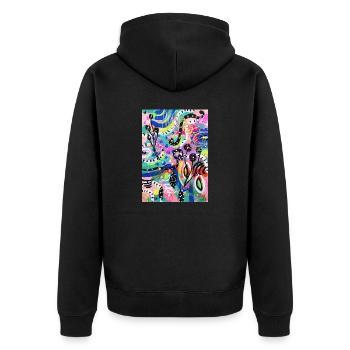Abstract Chaos #6 original painting Design - Unisex Premium Bio Zip Hoodie - Schwarz - Hinten - Nico (187cm)