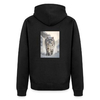Snow Leopard - Unisex Premium Organic Zip Hoodie - black - Back - Nico (187cm)