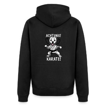 hund Kampfsport Selbstverteidigung - Unisex Premium Bio Zip Hoodie - Schwarz - Hinten - Nico (187cm)