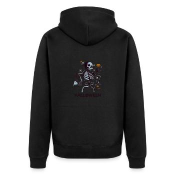 Halloween - Unisex Premium Organic Zip Hoodie - black - Back - Nico (187cm)