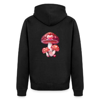 Herzens Pilze - Unisex Premium Bio Zip Hoodie - Schwarz - Hinten - Nico (187cm)