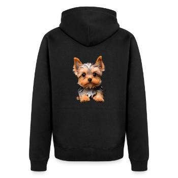 Chien propriétaire du chien Yorkshire Terrier chiot - Veste à capuche bio Premium Unisexe - noir - Dos - Nico (187cm)