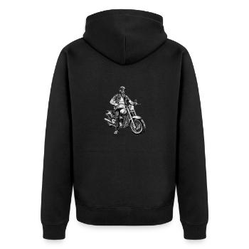Jack der Biker - Unisex Premium Bio Zip Hoodie - Schwarz - Hinten - Nico (187cm)