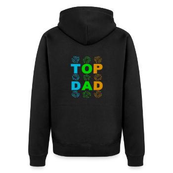 top dad colourful - Unisex Premium Bio Zip Hoodie - Schwarz - Hinten - Nico (187cm)