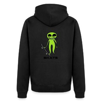 skateboard skate outta space sk8 skateboarder - Unisex Premium Bio Zip Hoodie - Schwarz - Hinten - Nico (187cm)