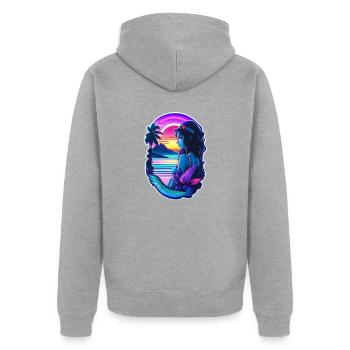 Surfen - Manga - Hawaii - Unisex Premium Bio Zip Hoodie - Grau meliert - Hinten - Nico (187cm)