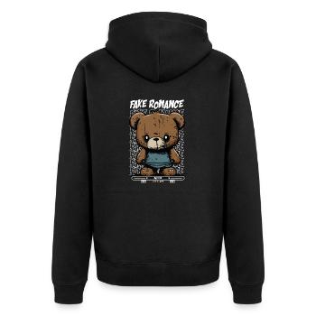 False love - Unisex Premium Organic Zip Hoodie - black - Back - Nico (187cm)