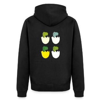 dino baby 4 fach - Unisex Premium Bio Zip Hoodie - Schwarz - Hinten - Nico (187cm)