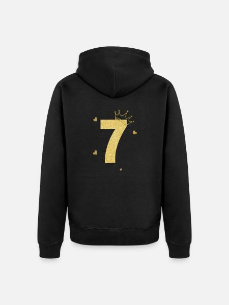 7e anniversaire couronne doré - Veste à capuche bio Premium Unisexe - noir