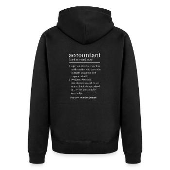 Buchhalter - Unisex Premium Bio Zip Hoodie - Schwarz - Hinten - Nico (187cm)