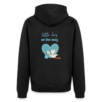 Little boy on the way mit Storch 2 - Unisex Premium Bio Zip Hoodie - Schwarz - Hinten - Nico (187cm)