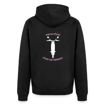 Wer IFA fährt fährt nie verkehrt - Unisex Premium Bio Zip Hoodie - Schwarz - Hinten - Nico (187cm)