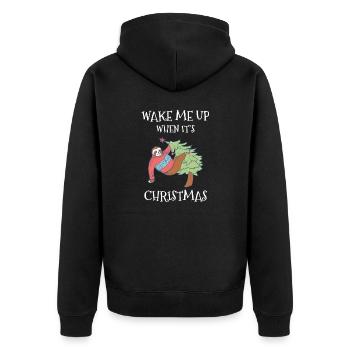 Wake Me Up When It's Christmas Sloth Tree - Unisex Premium Organic Zip Hoodie - black - Back - Nico (187cm)