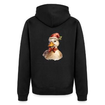 Ente mit Weihnachtsmütze, T-Shirt, Tasse - Unisex Premium Bio Zip Hoodie - Schwarz - Hinten - Nico (187cm)